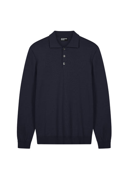 Standard Issue Merino Polo Shirt in Navy Blue