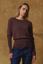 Standard Issue Merino Long Rib Sweater in Grape Purple
