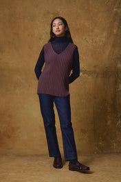 Standard Issue Cashmere Rib Vest in Orchid Purple