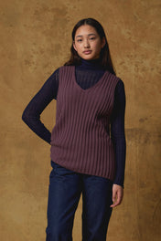 Standard Issue Cashmere Rib Vest in Orchid Purple