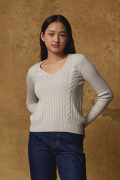 Standard Issue Cable Sweater in Alabaster White