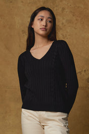 Standard Issue Cable Sweater in Black