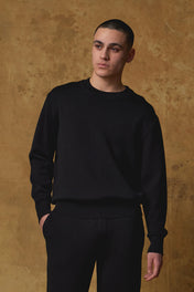 Men's Merino Milano Crew Sweater in Black