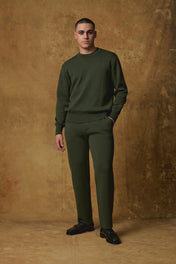 Men's Merino Milano Crew Sweater in Loden (Green)