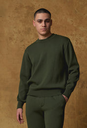 Men's Merino Milano Crew Sweater in Loden (Green)